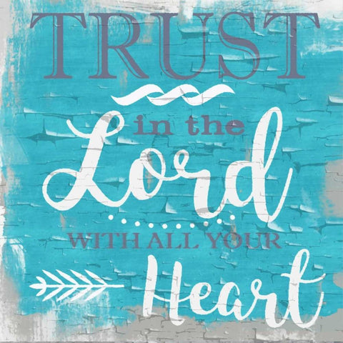 Trust In The Lord Rustic Aqua Gold Ornate Wood Framed Art Print with Double Matting by Greene, Taylor