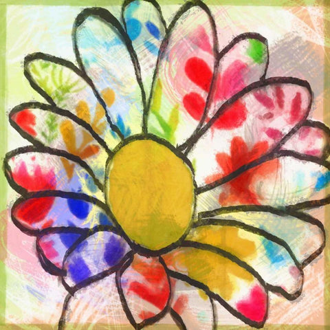 Daisy Show II White Modern Wood Framed Art Print with Double Matting by Greene, Taylor