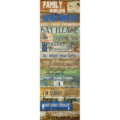 Family Rules Cools Black Modern Wood Framed Art Print by Greene, Taylor