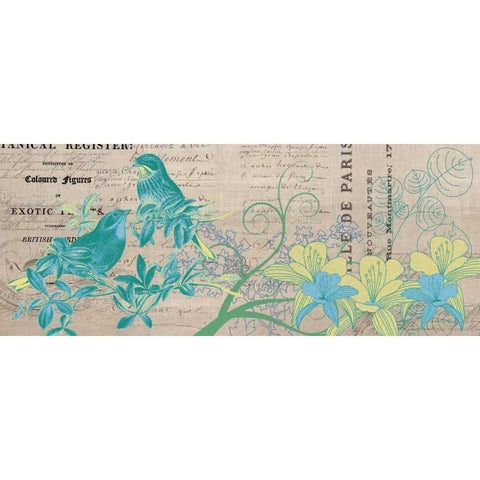 Bird Botanical Blue 2 Gold Ornate Wood Framed Art Print with Double Matting by Jordan, Elizabeth