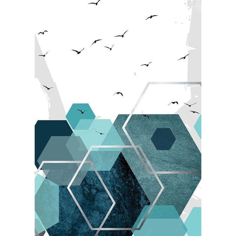 Aqua Abstract 2 Black Modern Wood Framed Art Print with Double Matting by Urban Epiphany