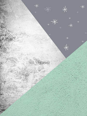 Mint Green Mountains 1 Black Ornate Wood Framed Art Print with Double Matting by Urban Epiphany