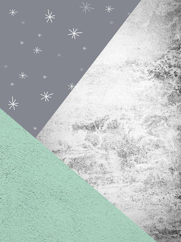 Mint Green Mountains 3 White Modern Wood Framed Art Print with Double Matting by Urban Epiphany