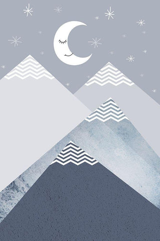 Navy Mountains 2 White Modern Wood Framed Art Print with Double Matting by Urban Epiphany