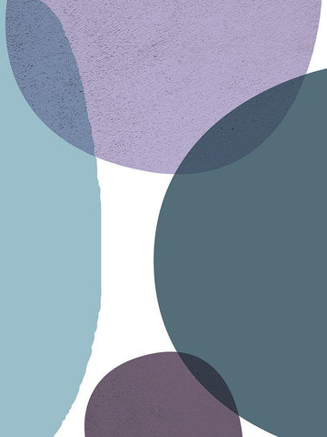 MidCentury Teal Purple 3 White Modern Wood Framed Art Print with Double Matting by Urban Epiphany