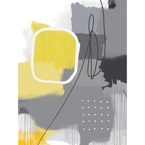 Modern Abstract Yellow Grey 1 Gold Ornate Wood Framed Art Print with Double Matting by Urban Epiphany