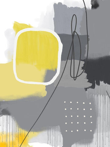 Modern Abstract Yellow Grey 1 Black Ornate Wood Framed Art Print with Double Matting by Urban Epiphany
