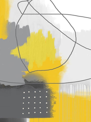 Modern Abstract Yellow Grey 2 White Modern Wood Framed Art Print with Double Matting by Urban Epiphany