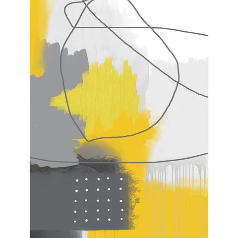 Modern Abstract Yellow Grey 2 Gold Ornate Wood Framed Art Print with Double Matting by Urban Epiphany