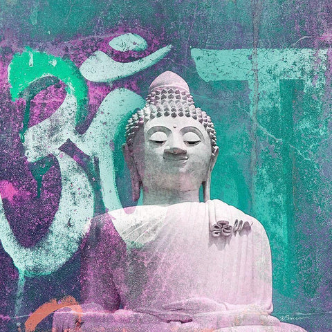 Om Big Buddah White Modern Wood Framed Art Print by Brown, Victoria