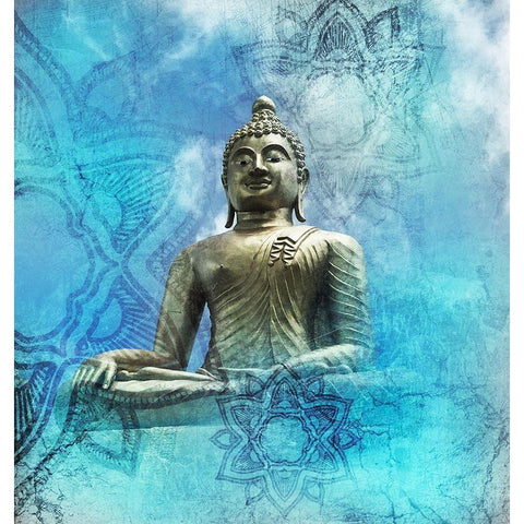 Buddha-Mandala Black Modern Wood Framed Art Print by Brown, Victoria