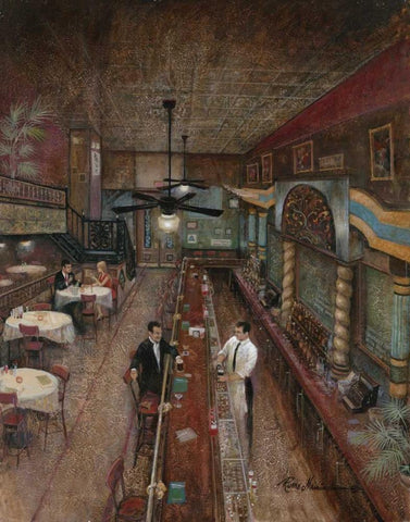 Hey Bartender Black Ornate Wood Framed Art Print with Double Matting by Manning, Ruane