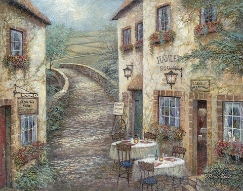 Hamlet Square Black Ornate Wood Framed Art Print with Double Matting by Manning, Ruane