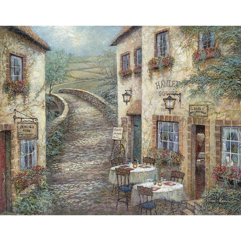 Hamlet Square Black Modern Wood Framed Art Print by Manning, Ruane