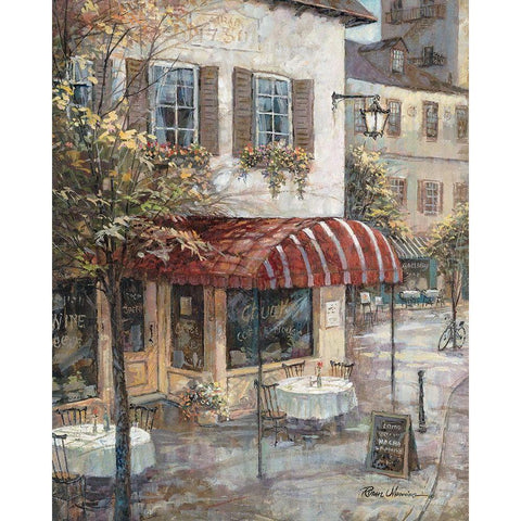 Coffee House Ambience Black Modern Wood Framed Art Print by Manning, Ruane