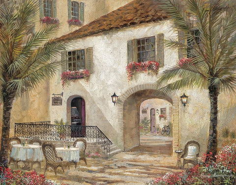 Gentle Palms And Wine White Modern Wood Framed Art Print with Double Matting by Manning, Ruane