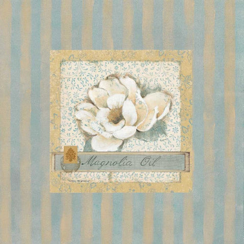 Magnolia Oil Black Ornate Wood Framed Art Print with Double Matting by Robinson, Carol