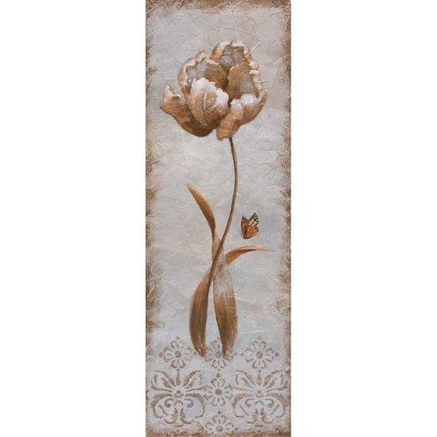 Tulip and Butterfly II White Modern Wood Framed Art Print by Nan