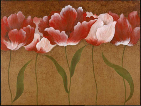 Flower Dance I White Modern Wood Framed Art Print with Double Matting by Tava Studios