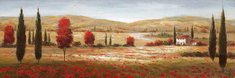 Tuscan Poppies I Black Ornate Wood Framed Art Print with Double Matting by Nan