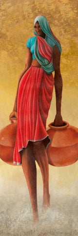 Village Well I White Modern Wood Framed Art Print with Double Matting by Yelder, Herschel