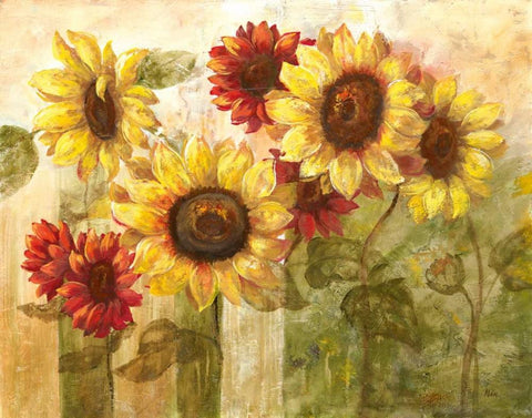 Sunflowers Delight Black Ornate Wood Framed Art Print with Double Matting by Nan