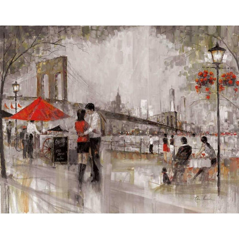 New York Romance White Modern Wood Framed Art Print by Manning, Ruane