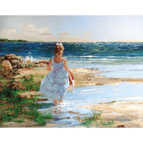 Summer Regatta Black Modern Wood Framed Art Print by Swatland, Sally