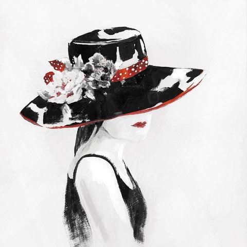 Red on Black I Black Modern Wood Framed Art Print by Nan