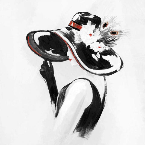 Red on Black III White Modern Wood Framed Art Print by Nan