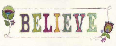 Believe Black Ornate Wood Framed Art Print with Double Matting by Tava Studios