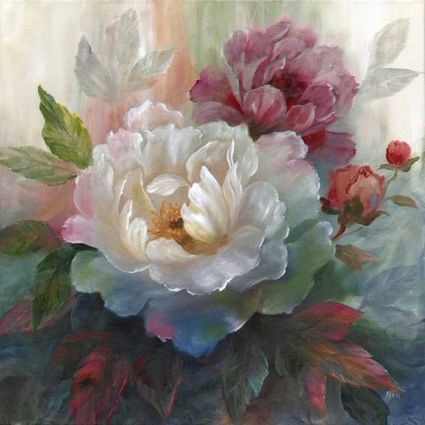 White Roses I White Modern Wood Framed Art Print by Nan