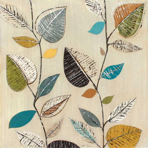 Dancing Leaves II Black Ornate Wood Framed Art Print with Double Matting by Tava Studios