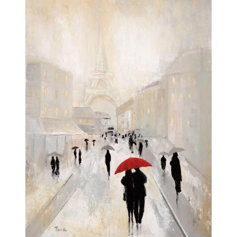 Misty in Paris Black Modern Wood Framed Art Print by Tava Studios