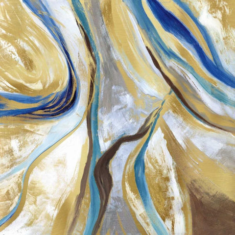 Agate and Gold II Black Modern Wood Framed Art Print by Nan