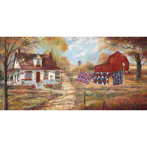 Afternoon Quilting Black Modern Wood Framed Art Print by Manning, Ruane