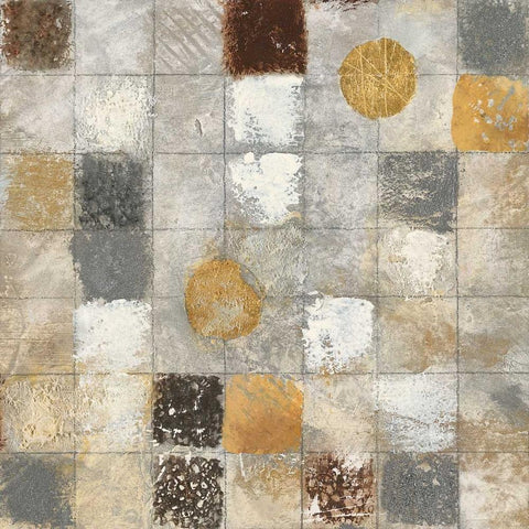 Metallic Mosaic II White Modern Wood Framed Art Print with Double Matting by Tava Studios