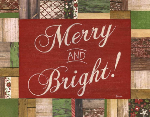 Merry and Bright White Modern Wood Framed Art Print with Double Matting by Tava Studios