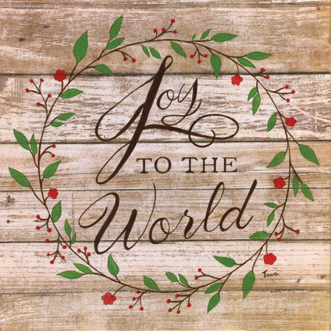 Joy To The World White Modern Wood Framed Art Print with Double Matting by Tava Studios