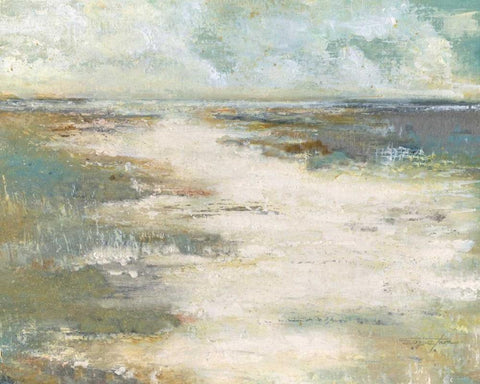 Misty Coast White Modern Wood Framed Art Print with Double Matting by Tava Studios