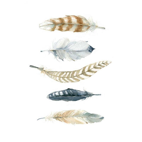 Feather Collection White Modern Wood Framed Art Print by Robinson, Carol