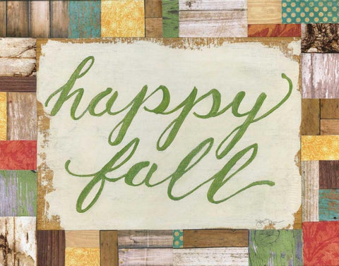 Happy Fall White Modern Wood Framed Art Print with Double Matting by Tava Studios