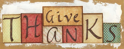 Give Thanks White Modern Wood Framed Art Print with Double Matting by Tava Studios