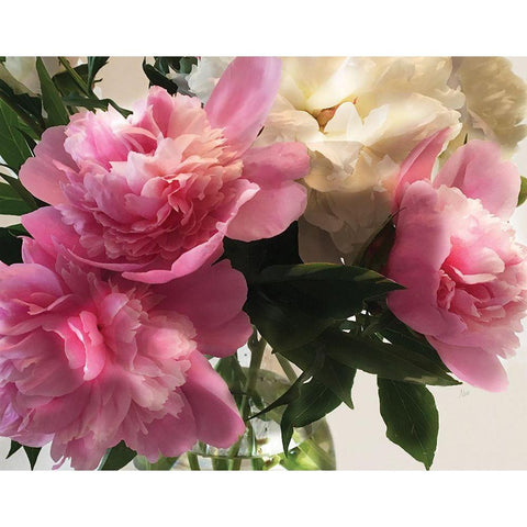 Fresh Cut Peonies Gold Ornate Wood Framed Art Print with Double Matting by Nan