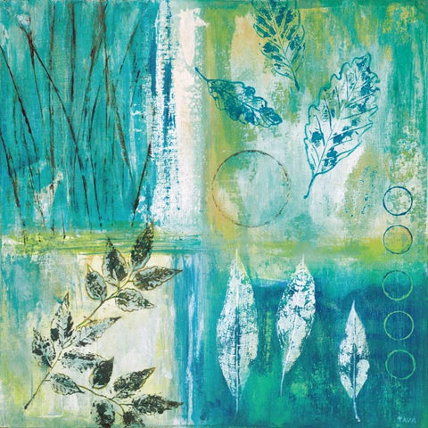 Teal Earth I White Modern Wood Framed Art Print with Double Matting by Tava Studios