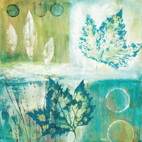 Teal Earth II White Modern Wood Framed Art Print with Double Matting by Tava Studios