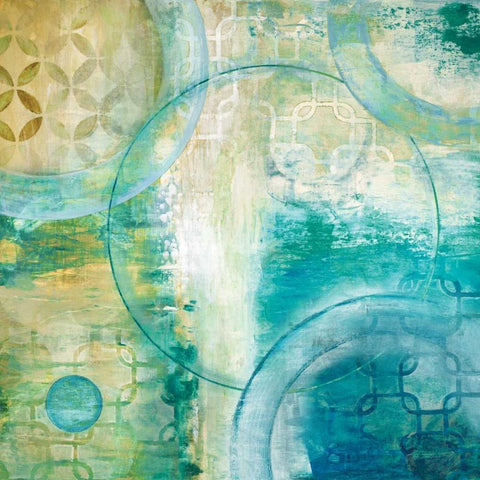 Teal Aire I White Modern Wood Framed Art Print with Double Matting by Tava Studios