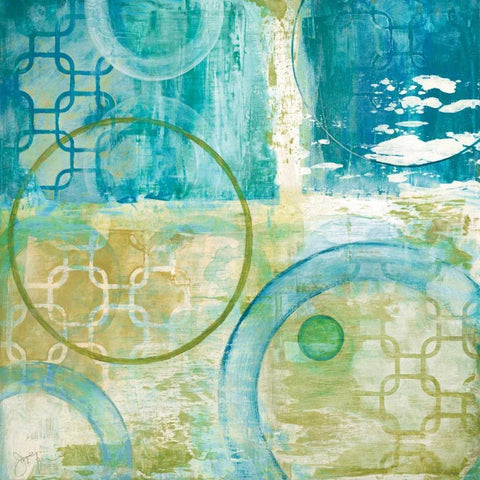 Teal Aire II White Modern Wood Framed Art Print with Double Matting by Tava Studios