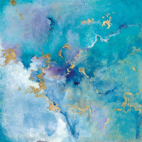 Golden Edge II White Modern Wood Framed Art Print with Double Matting by Tava Studios
