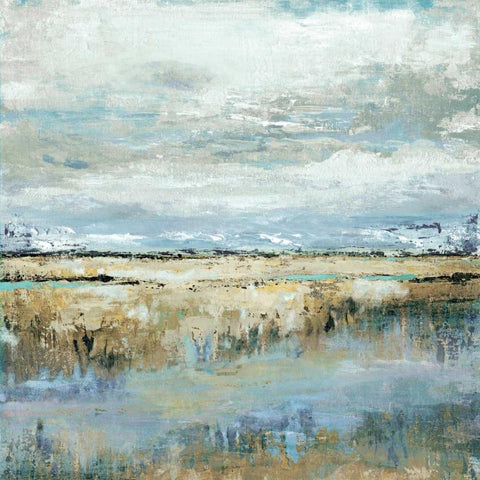 Coastal Marsh White Modern Wood Framed Art Print with Double Matting by Tava Studios